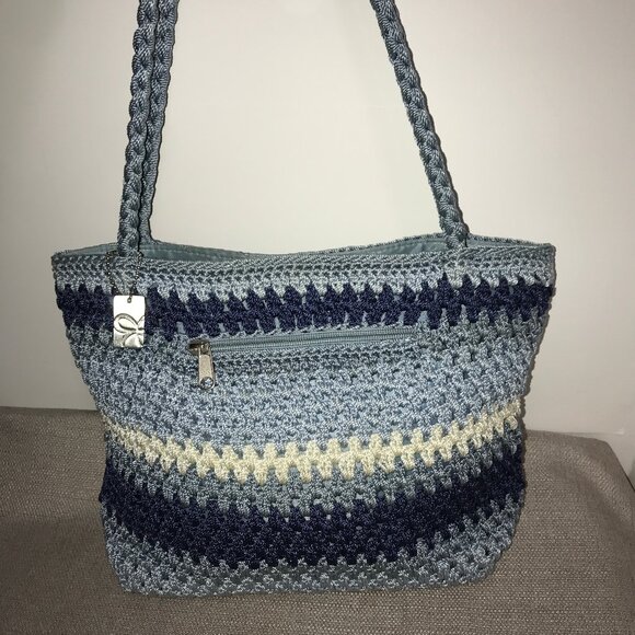 Vintage Lina Woven Knit Multi-Striped Bag, Tote - Picture 6 of 16